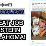 A placard with the HometownTV logo congratulating Western Oklahoma on the success of the "Stamp Out Hunger" food drive.
