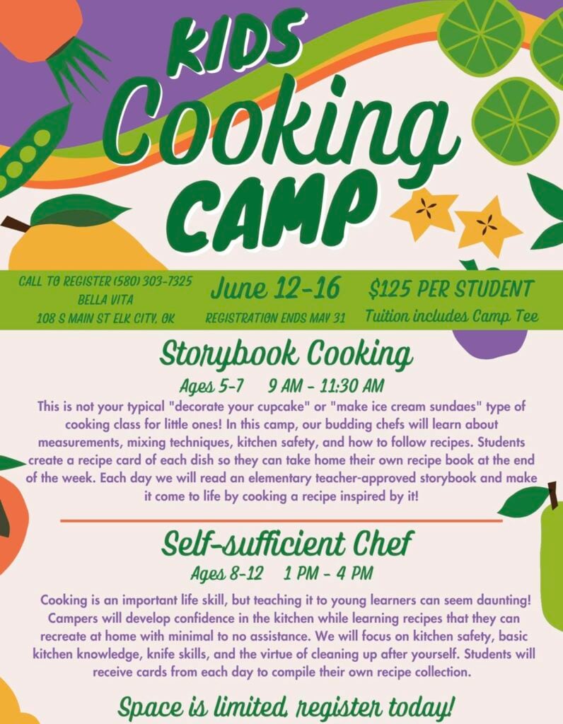 bella vita kids cooking classes flyer