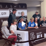 Cale Poole Signing Letter of Intent with Parents and Coaches